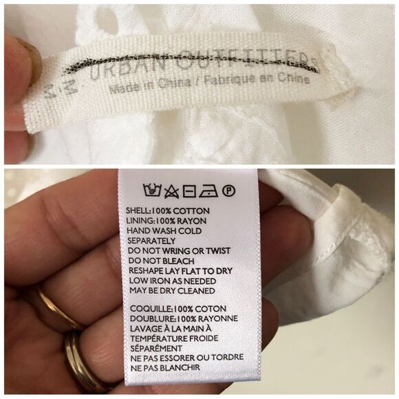 Urban Outfitters White Claire One Shoulder Eyelet Mini Dress NWOT Medium - Picture 7 of 7